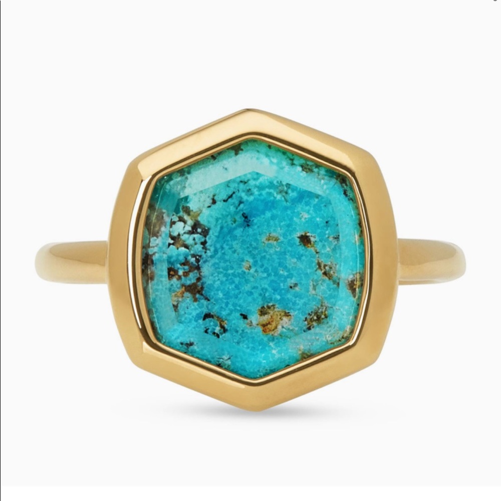 Kendra Scott Davis Turquoise ring 18K GD vermeil